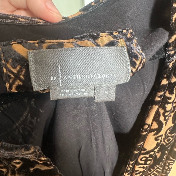 Anthropologie Somerset Maxi Velvet Burnout Dress Tiered Black Floral Size M - Picture 3 of 4